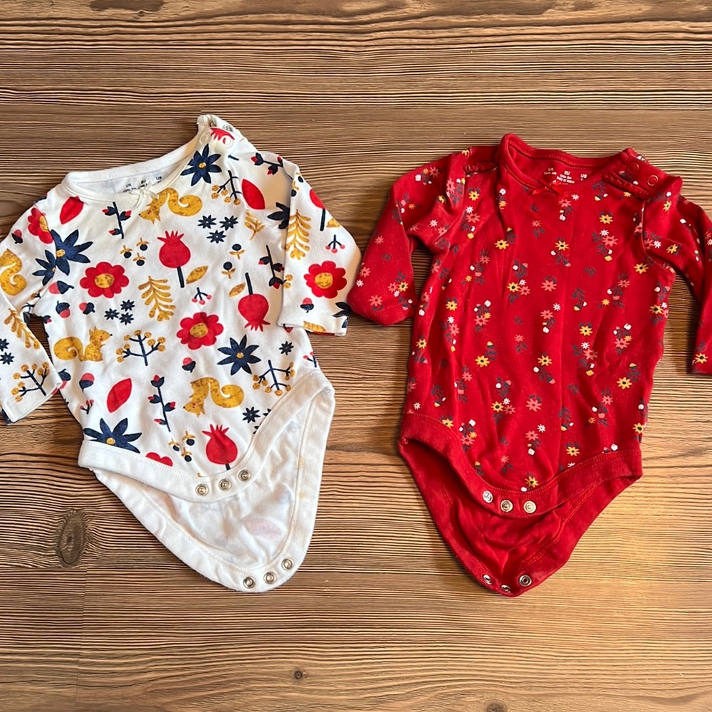 Bundle of 2 Baby Girls Long Sleeve Onesies F & F